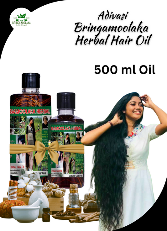 Adivasi Bringamoolaka Herbal Hair Oil - 500 ML 3 Month course