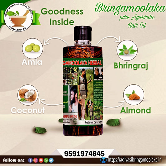 🔻500 ML  Adivasi Bringamoolaka  Herbal Hair Oil🌿