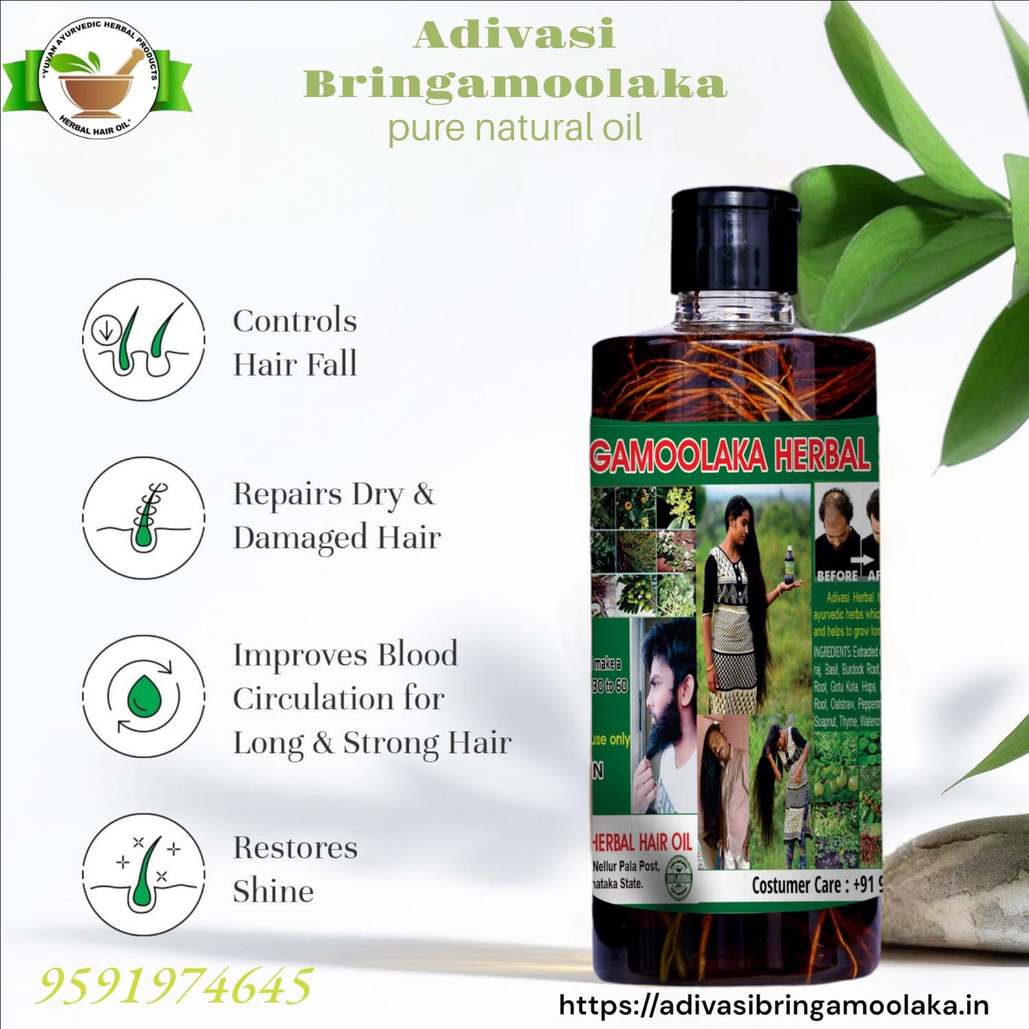 🔻500 ML  Adivasi Bringamoolaka  Herbal Hair Oil🌿