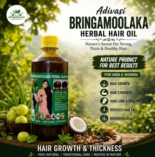 🔻500 ML3 mix  Adivasi Bringamoolaka  Herbal Hair Oil🌿