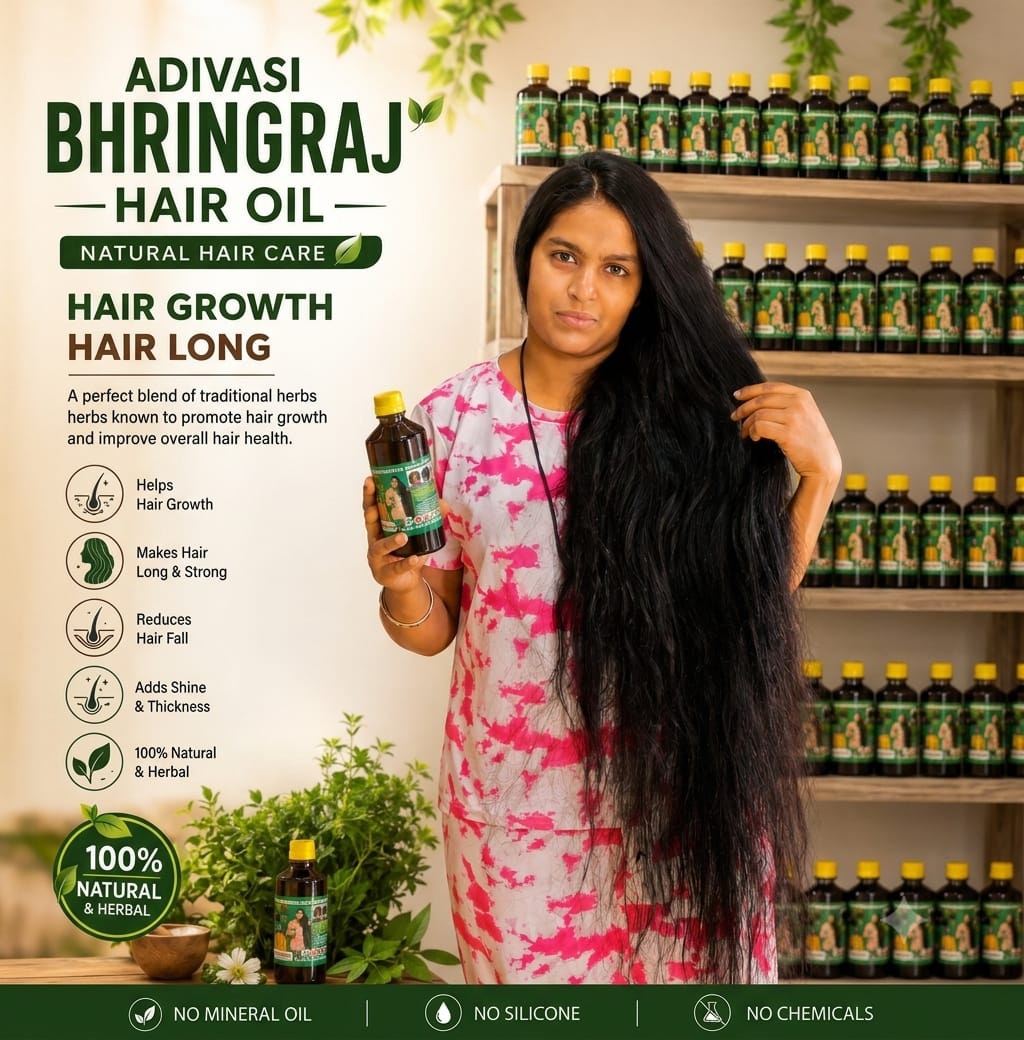 Adivasi Bringamoolaka 100% Pure Ayurvedic Herbal Hair Oil🌿