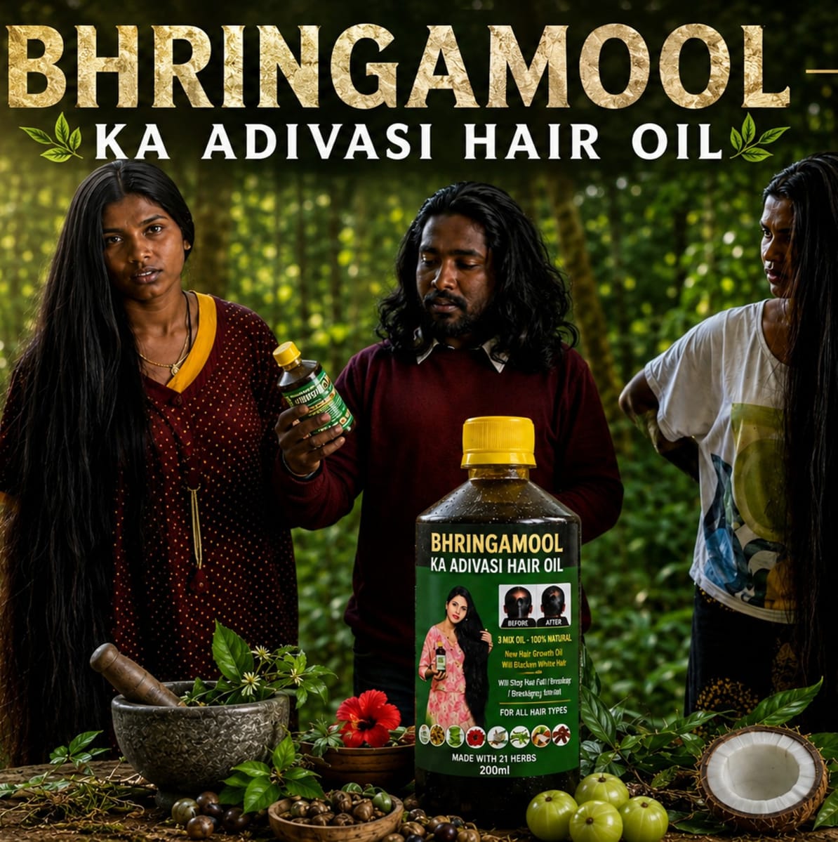 🔻1000 ML  Adivasi Bringamoolaka  Herbal Hair Oil🌿