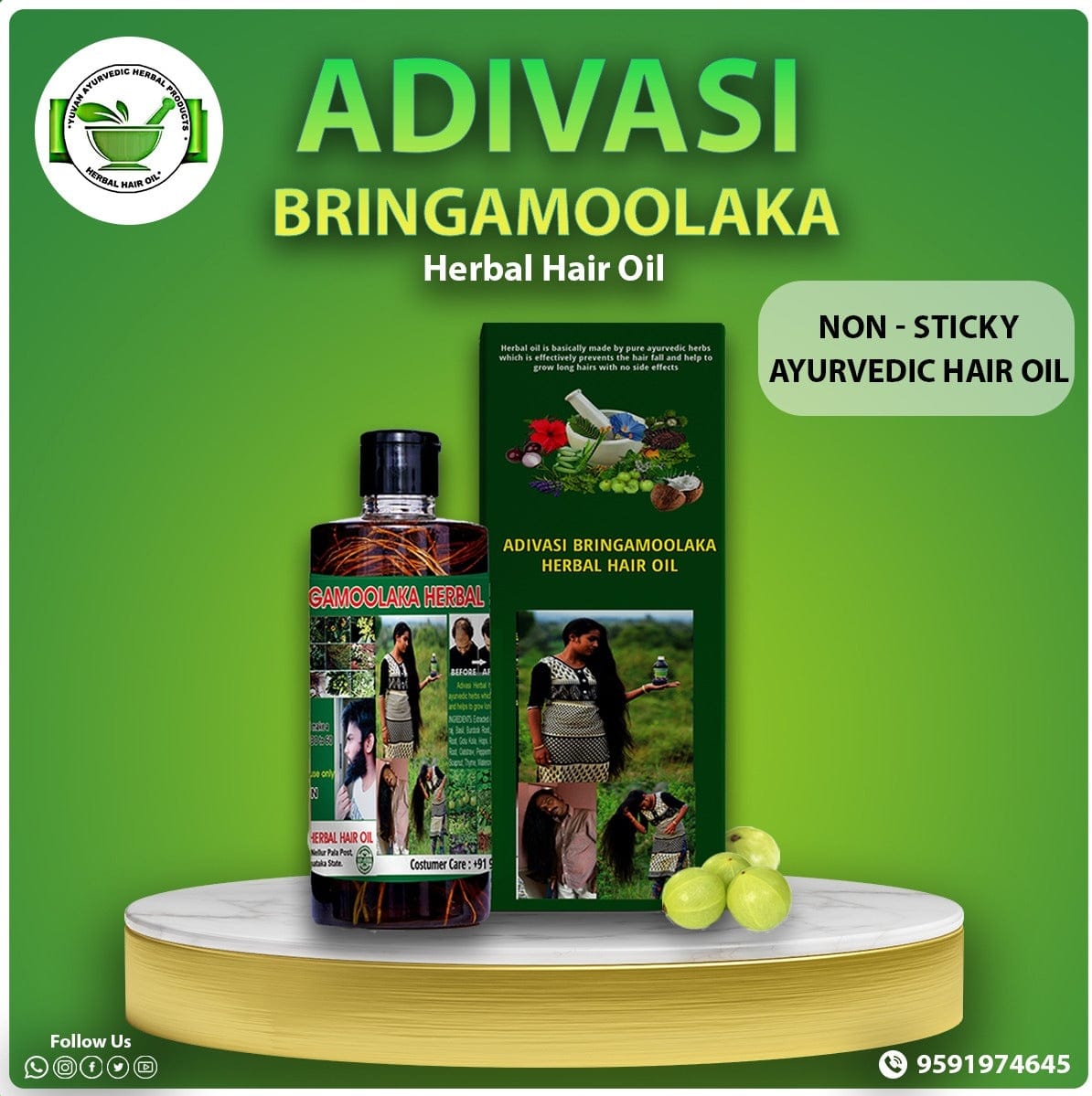 Adivasi Bringamoolaka Herbal Hair Oil