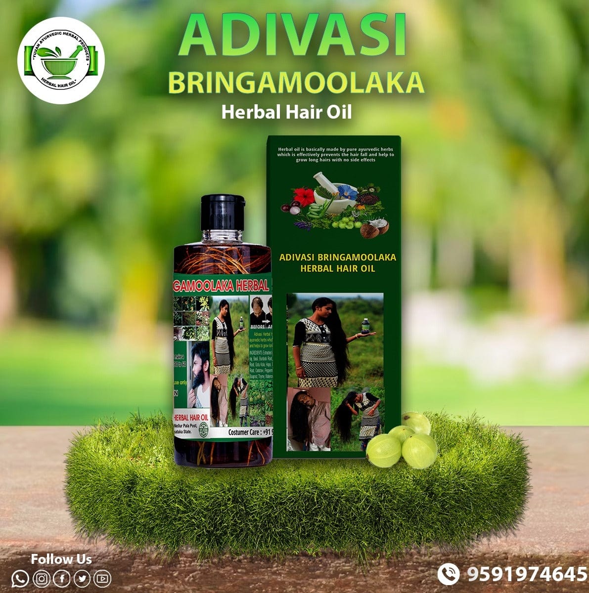 Adivasi Bringamoolaka Herbal Hair Oil